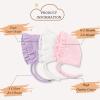 Bamery Lovely Baby Girl Hospital Hat Soft Cotton Newborn Beanie Winter Baby Hats for Infant Girls (M, White+Pink+Purple) view 2