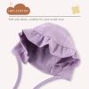 Bamery Lovely Baby Girl Hospital Hat Soft Cotton Newborn Beanie Winter Baby Hats for Infant Girls (M, White+Pink+Purple) view 4