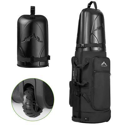 UNIHIMAL Golf Travel Bag with Hard Case Top, 1680D Heavy Duty Oxford Golf Club Travel Bags for Airlines with Wheels Easy to Maneuver
