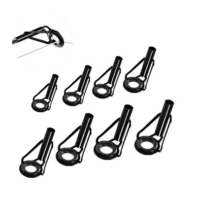 8 Pcs Fishing Rod Tip Repair Kit, Rod Tips Replacement Kit, Mirco Stainless Steel Ceramic Guides Ring, Black Wear Resistant Guide Replacement Small Kit (Small