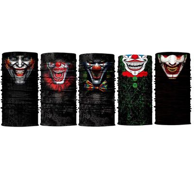 DHSOU Seamless Headwear Bandana Rave Head Wrap Face Cover Scarf Mask Neck Gaiters Warmer Balaclava Headband (6pcs Clown Series)