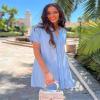 Halife Swimsuit Coverup for Women Summer Bikini Cover Ups V Neck Bathing Suit Cover Up Dress Shirt Sky Blue XL view 2