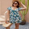 Blooming Jelly Women's Plus Size Swimsuit One Piece Tummy Control Bathing Suits Retro Swim Dress(Green Floral Print, X-Large) view 2