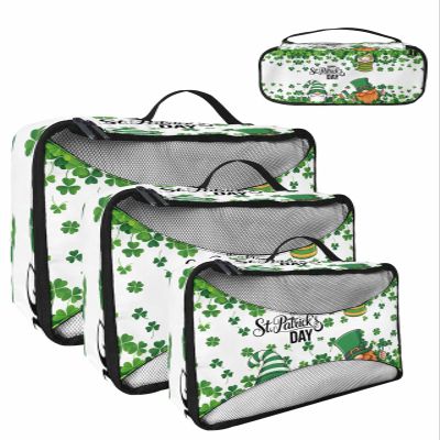 4 Set Packing Cubes for Travel Luggage Organizer Bags St. Patrick's Day Shamrock Gnome Green Travel Cubes for Carry on Suitcases Travel Bags Space Saving Travel Accessories (XL, L, M, S)