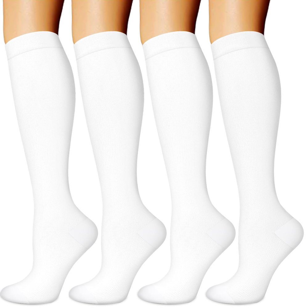 BLONGW Compression Socks for Women & Men Circulation (4 Pairs) 15-20 mmHg is Best Support for Nurses Running Hiking Travel,Small-Medium
