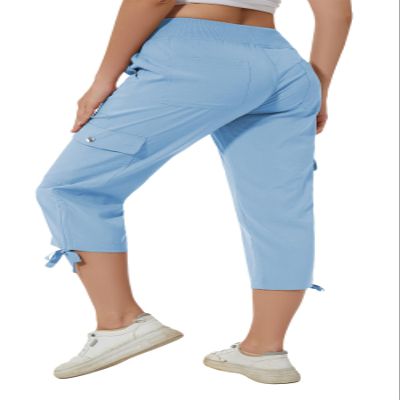YuKaiChen Women's Capris Hiking Summer Pants Outdoor Athletic Travel Casual Lightweight Quick Dry with Pockets Blue S