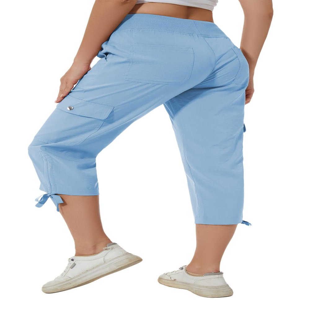 YuKaiChen Women's Capris Hiking Summer Pants Outdoor Athletic Travel Casual Lightweight Quick Dry with Pockets Blue S
