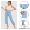 YuKaiChen Women's Capris Hiking Summer Pants Outdoor Athletic Travel Casual Lightweight Quick Dry with Pockets Blue S view 4