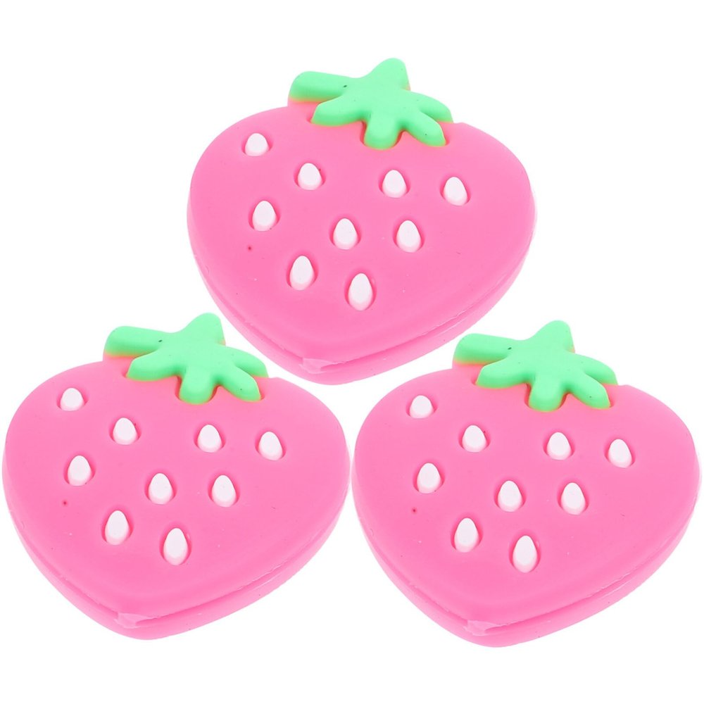 Baluue 3pcs Silicone Tennis Racket Dampener Mini Vibration Absorbers for Shock Reduction Lightweight and Easy to Install Tennis Accessory for Players Strawberry Design