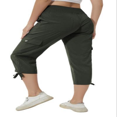 YuKaiChen Women's Capris Hiking Summer Pants Outdoor Athletic Travel Casual Lightweight Quick Dry with Pockets ArmyGreen S