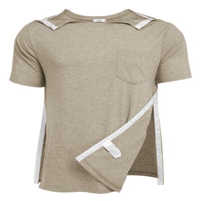 Deyeek Men's Shirt for Shoulder Surgery Tear Away Shirts Side Snap Short Sleeves Rotator Cuff Dialysis Recovery Chemo Clothing