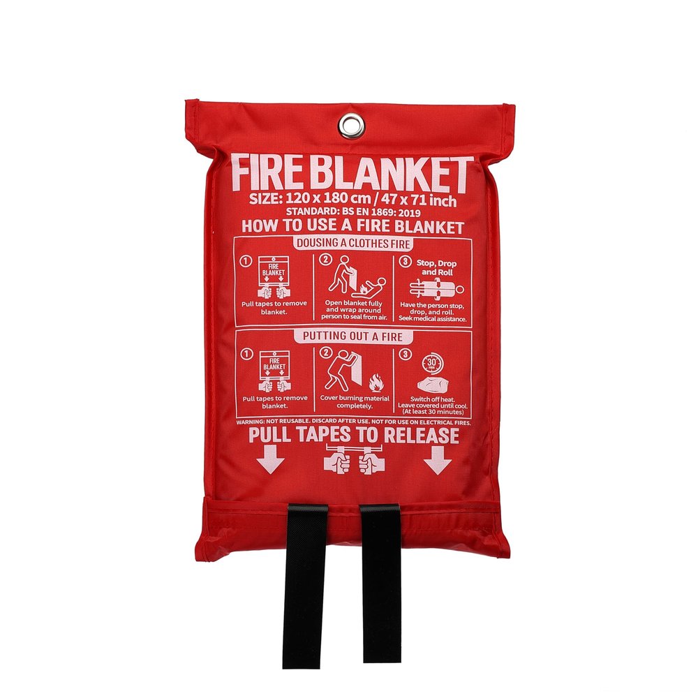 WUERLI Fire Blanket,47" x 71",Fiberglass Fire Blanket for Camping and Fire Fighting Shelters