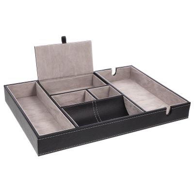 Cabilock Multi-functional Pu Leather Jewelry Box for Organizing Necklaces and Watches Retro Style Storage Tray for Use Capacity