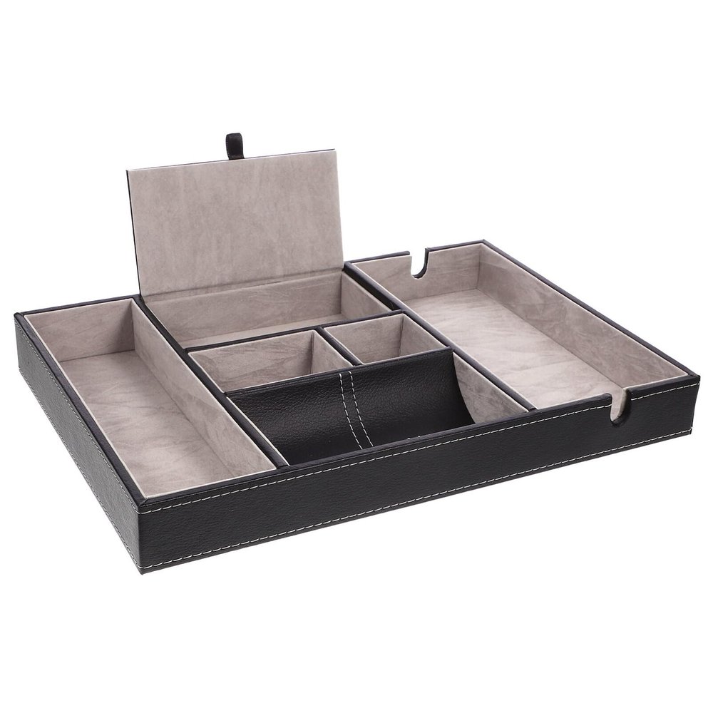 Cabilock Multi-functional Pu Leather Jewelry Box for Organizing Necklaces and Watches Retro Style Storage Tray for Use Capacity