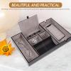 Cabilock Multi-functional Pu Leather Jewelry Box for Organizing Necklaces and Watches Retro Style Storage Tray for Use Capacity view 4