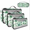 4 Set Packing Cubes for Travel Luggage Organizer Bags Happy St.Patrick's Day Green Lucky Clover Leaves Green and White Travel Cubes for Carry on Suitcases Travel Bags Travel Accessories (XL, L, M, S) view 1