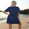 Halife V Neck Cover Ups for Swimwear Women Sexy Beach Coverups Short Sleeve Bathing Suit Cover Up Shirt Dress Navy Blue S view 3
