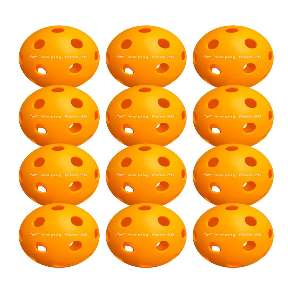 Warping Point Indoor Pickleball Balls, 12 Pack 26 Holes Orange PickleBalls, Meet USAPA Specifications, High Bounce Durable Practice Pickle Ball for Beginners Intermediate Player