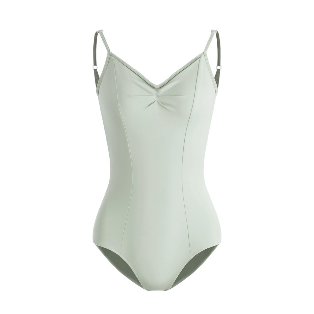 HROYL women's Classic V-neck Gymnastics Camisole Leotard With Adjustable Straps for Ballet Dance,3S-C11-Grayish Green,size XS