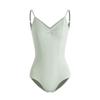 HROYL women's Classic V-neck Gymnastics Camisole Leotard With Adjustable Straps for Ballet Dance,3S-C11-Grayish Green,size XS view 1