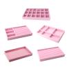 DGFJY Velvet Pink Jewelry Storage Tray Earring Organizer Pretty Jewelry Tray 3 Slots/6 Slots/18 Slots Jewelry Storage Trays Stackable view 2