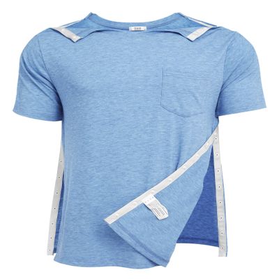Deyeek Men's Full Open Side Snap Shirts Soft Tear Away Adaptive Clothing