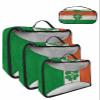 4 Set Packing Cubes for Travel Luggage Organizer Bags Happy St. Patrick's Day Irish Flag and Four Leaf Clover with Retro Wooden Board Travel Cubes for Carry on Suitcases Travel Accessories(XL,L,M,S) view 1