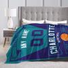 NineFit Basics Custom Throw Blankets for Bed Fans Gift for Men Summer Winter Fleece Blanket Basketball Name & Number, 30""x40"", 50""x60"", 60""x80"", B,charlotte view 4