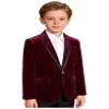 Kvysinly Boys Formal Velvet Blazer One Button Notch Lapel Dinner Jacket Wedding Party Formal Outfits Burgundy 16 Years view 4