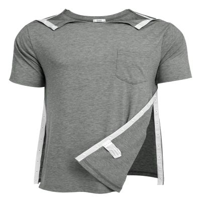 Deyeek Unisex Shirt for Shoulder Surgery Tear Away Shirts Side Snap Short Sleeves Rotator Cuff Dialysis Recovery Chemo Shirts