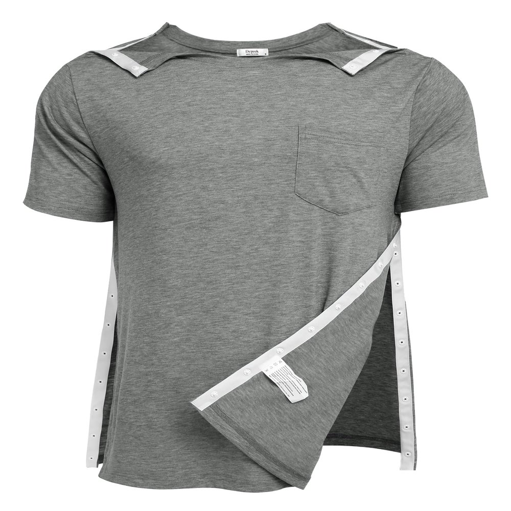 Deyeek Unisex Shirt for Shoulder Surgery Tear Away Shirts Side Snap Short Sleeves Rotator Cuff Dialysis Recovery Chemo Shirts