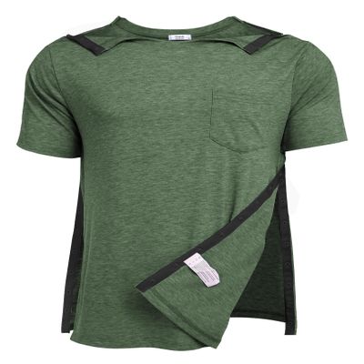 Deyeek Post Shoulder Surgery Shirts Tear Away Snap Button Dialysis Clothes Broken Arm Recovery Gifts Hospital Gowns for Men
