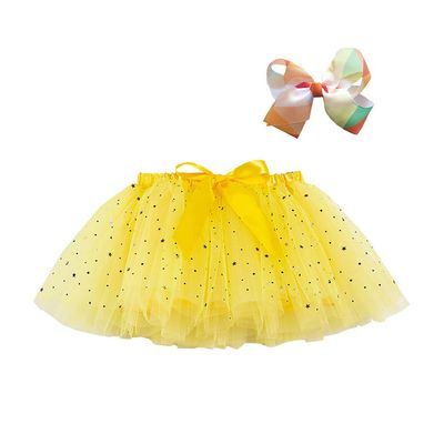 AIMAOMI Tutu for Girls Layer Dress Up Tutu Polka Dot Skirts Ballet Skirts for Dress Birthday Party Christmas (Yellow, 2-4 Years)