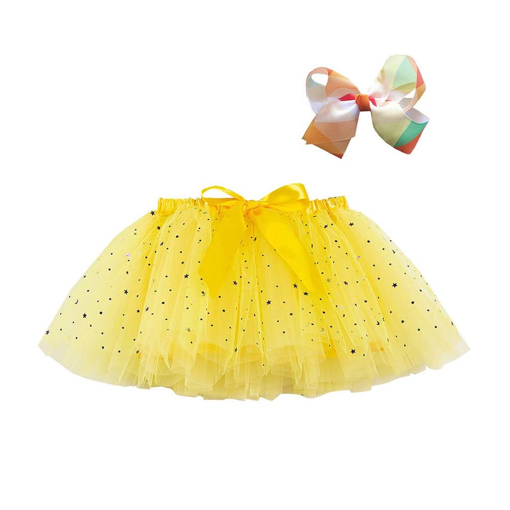 AIMAOMI Tutu for Girls Layer Dress Up Tutu Polka Dot Skirts Ballet Skirts for Dress Birthday Party Christmas (Yellow, 2-4 Years)