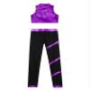 Fldy Kids Girls Sport Outfits Shiny Mock Neck Crop Tank Tops and Yoga Pants Set Jazz Hip-hop Dance Outfits Purple 12 Years view 4