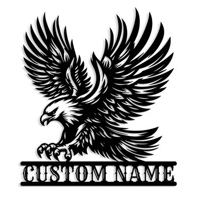 Custom Eagle Metal Sign, Home Decor Personalized Name Sign - Metal Wall Art - Monogram Door Hanging Door Hanging (Style-2)