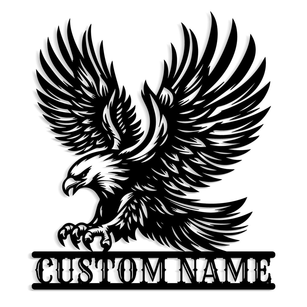Custom Eagle Metal Sign, Home Decor Personalized Name Sign - Metal Wall Art - Monogram Door Hanging Door Hanging (Style-2)