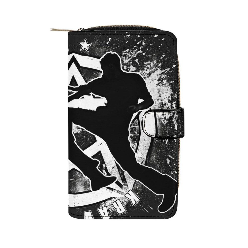 Dolrlasin Krav Maga Long Wallet for Men Women, PU Leather Large Travel Long Purse Clutch with Zipper