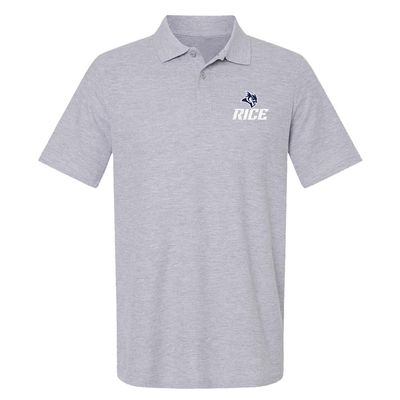 Campus Lab Rice University Primary Logo Men's Adult 100% Cotton Knit Polo Shirt, Athletic Heather, 3X-Large