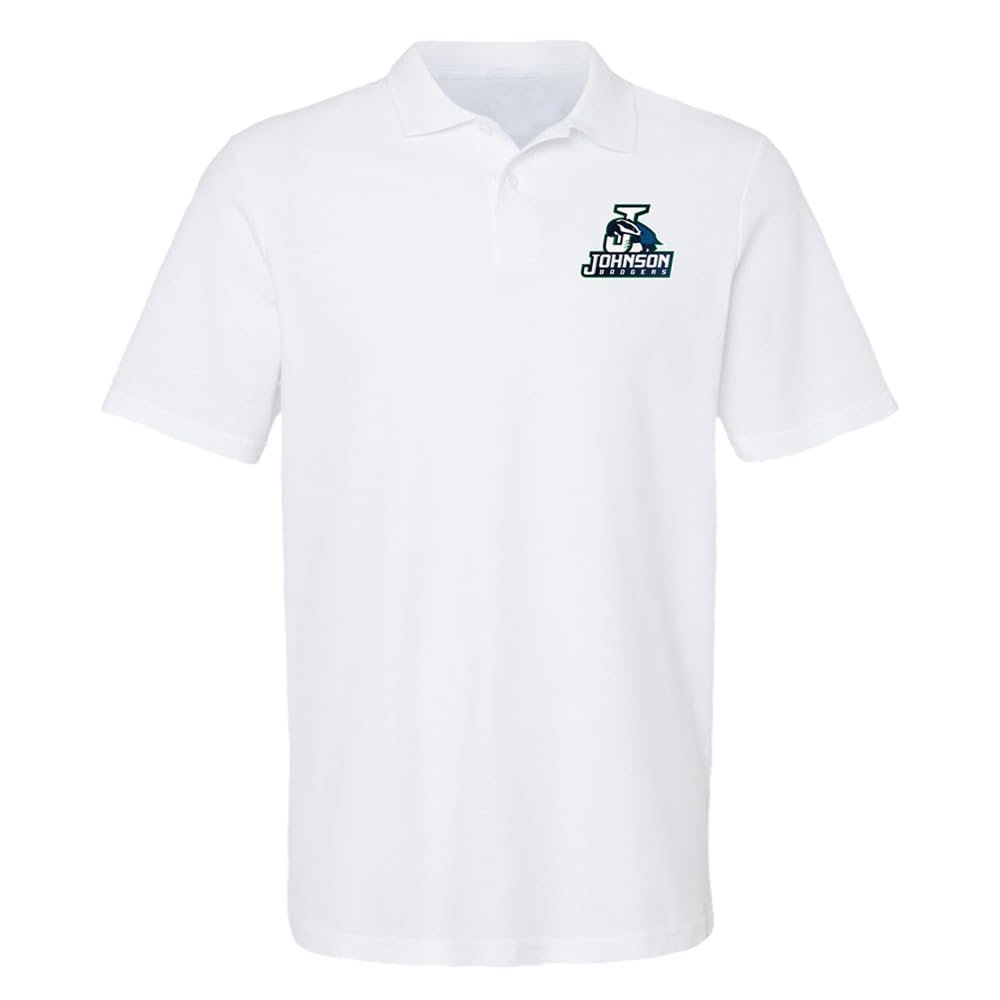 Campus Lab Northern Vermont University Primary Logo Men's Adult 100% Cotton Knit Polo Shirt, White, 3X-Large