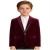 ranrann Boy Formal Suit Jacket Outfit Velvet Blazer Sports Coat Birthday Party Slim Fit One Button Outwear Burgundy 14 Years view 3