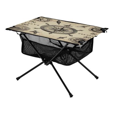 SDMKA Vintage World Map Outdoor Folding Table for Camping, Beach & Picnic  Portable, Easy-to-Carry Camping Side Table with Durable Bag for BBQ, Camp Use