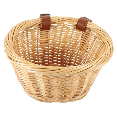 MAGICLULU Front Rattan Basket for Boy Girl Bicycles Oval Wicker Food Storage Easy to Install Handlebar Durable Natural Material for Outdoor Cycling and Daily Use