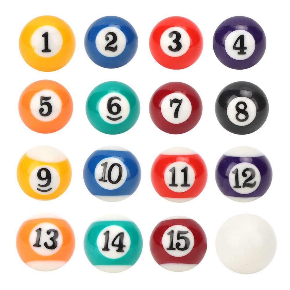 16PCS Mini Billiards Set, 0.98inch Billiard Table Aesssory, Small Billiards Game for Travel Friendly Office Desk Games
