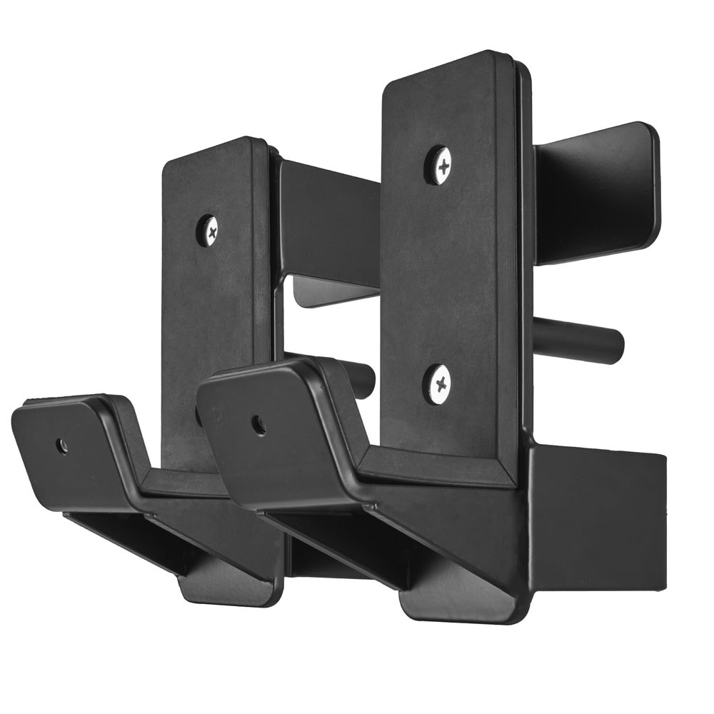 J Hooks for 2" x 2" Power Rack, Rubber Pad J-Hook for Power Cage, Bottom Reinforced Steel J Cups for Squat Rack, Heavy Duty Barbell Holder, Black (for 2"x2" Rack with " 1/2 Hole)
