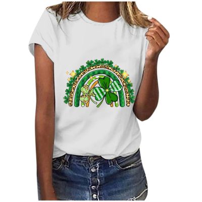 Clearance Items st Patrick Day Shirts for Women St. Patricks Day Shirts for Women Irish Lucky Clover Graphic Tops Short Sleeve Crewneck Casual Tees Shirt White S