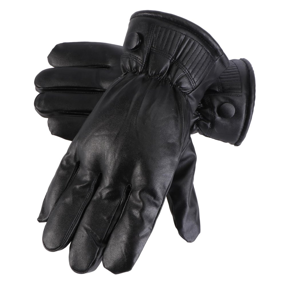 CALLARON Creative Pu Leather Gloves Plush -static Sports Gloves for Outdoor Mountain Climbing and Hiking Comfortable Fit for Cold Weather Activities Black Random Style