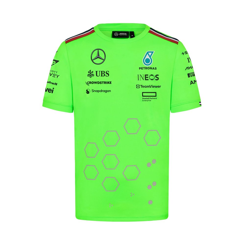 Mercedes AMG Petronas F1 Men's 2024 Team Set Up Tshirt - Green - Size: XS