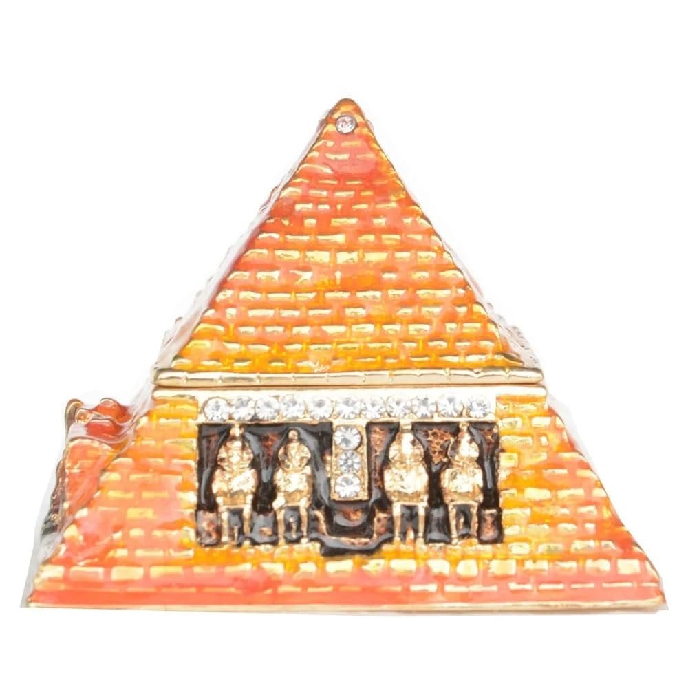 LiuliuBull Egyptian Pyramid Trinket Box Metal Jewelry Container Collectible Figurine Statue Creative Gifts Necklace Holder