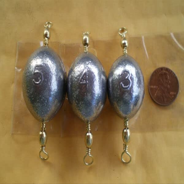 15 PCS. #3 Brass Swivel Egg SINKERS 3, 4, 5 OZ. 5 EA. G/Quality Striper for Toothy Critters, Rigging Baits and Lures for Saltwater & Freshwater.